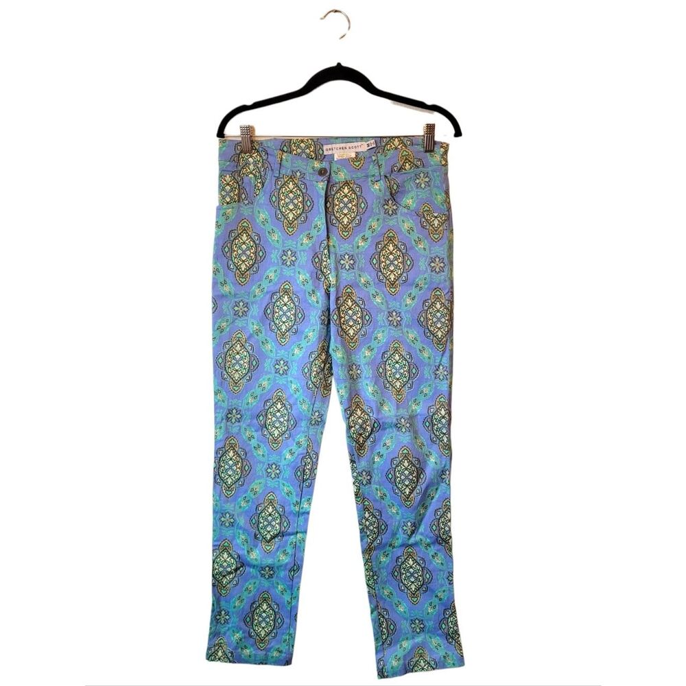 Gretchen Scott Designs Blue & Green Straight Leg Pants Size M